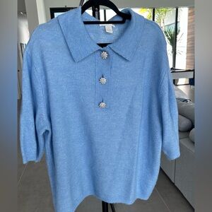 H&M Light Blue Women's Sweater with Crystal Buttons